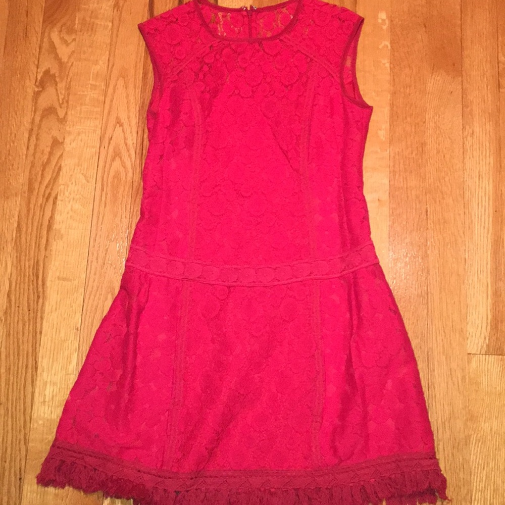 Nanette Lepore red lace dress 0